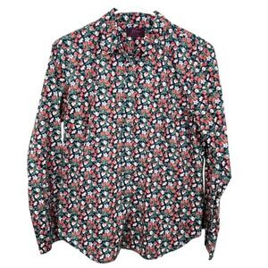 J. Crew Liberty of London Fabric Floral Print Button Down Shirt Women's Petite 8